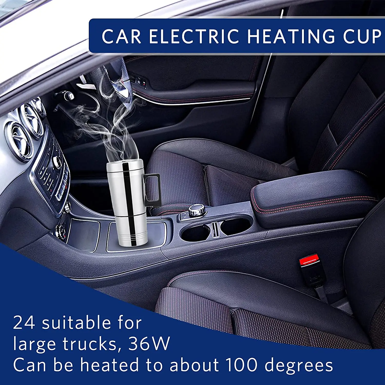 Car Heating Cup Auto 12-24V Heating Cup Electric Kettle Cars Thermal Heater Cups Boiling Water bottle Auto Accessories 300ml