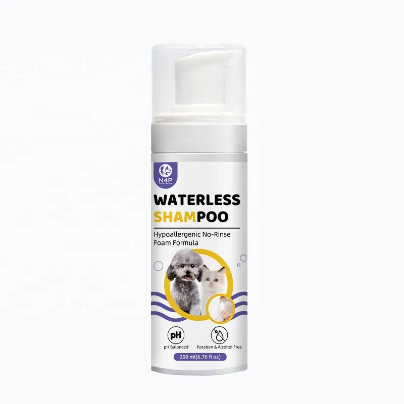 N4P 200ml Pet Waterless Shampoo No Rinse Foam Natural Dry Shampoo for Dogs & Cats