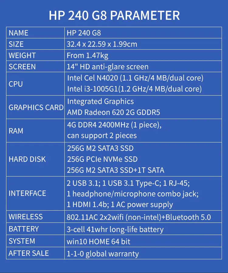 14 дюймов черные студенческие бизнес-двухъядерный HP 240 G8-i3 1005G1 SSD IPS с графитовыми электродами Core i7 16