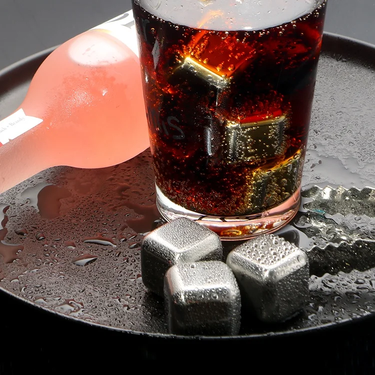 Bar Accessories food grade Glacier Rocks Small Stainless Steel Whiskey Chilling Rocks Ice Cube Set