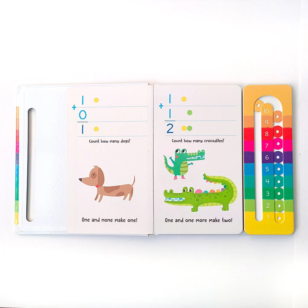 Children books custom printing baby moveable counters one by one count to ten counting book