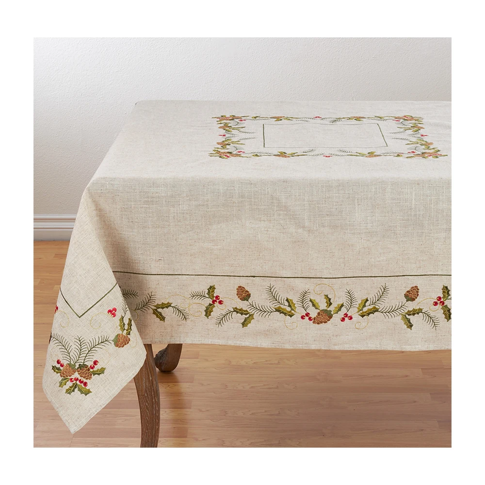 Wholesale embroidered table cloth European luxury cotton linen table cloth for decoration