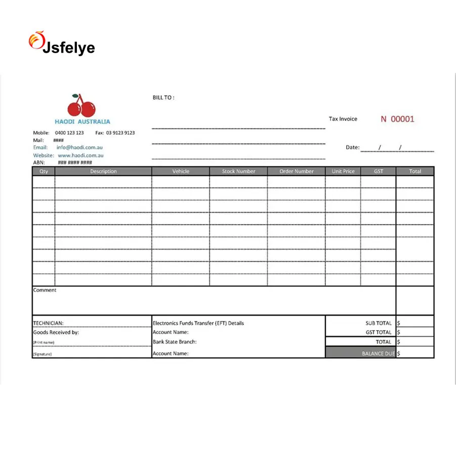 A4 индивидуальная печать дубликат безкарбоновая Цитата/налог-счет-книжка бесплатный дизайн