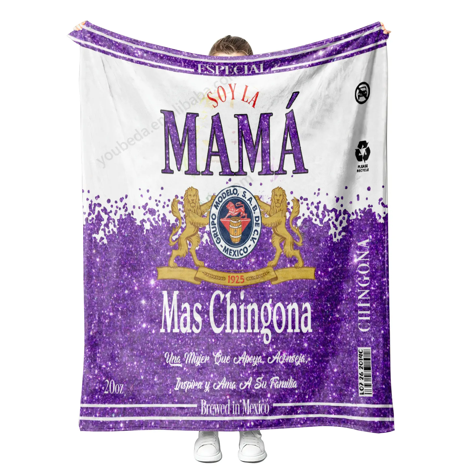 2024 Mom gift custom design Soy La Mama mas chingona vestido para mama de la novia printed flannel blanket