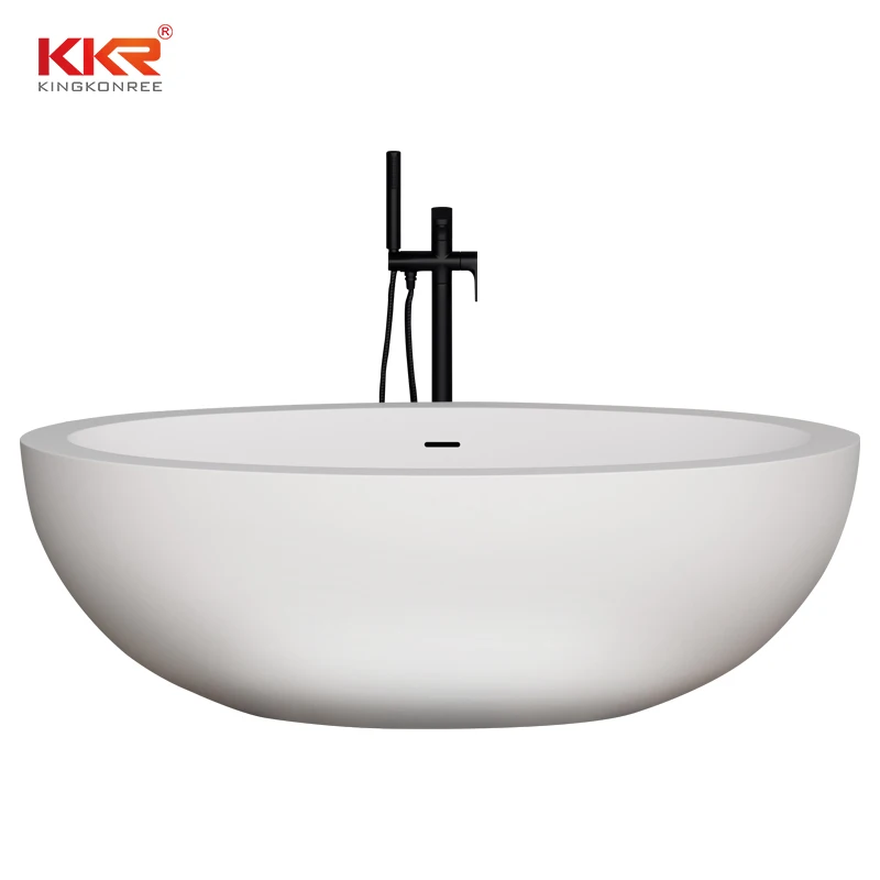 KKR Modern Design Oval Shaped Standalone Solid Surface Bathtub Acrylic Freestanding Bath Tub