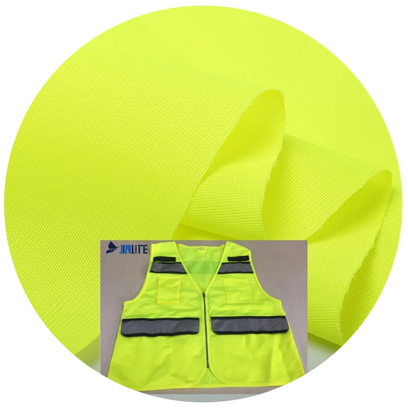 EN20471 120gsm Yellow Polyester Knitted High Visibility Safety Vest Fluorescent Fabric for Traffic Warning Vest