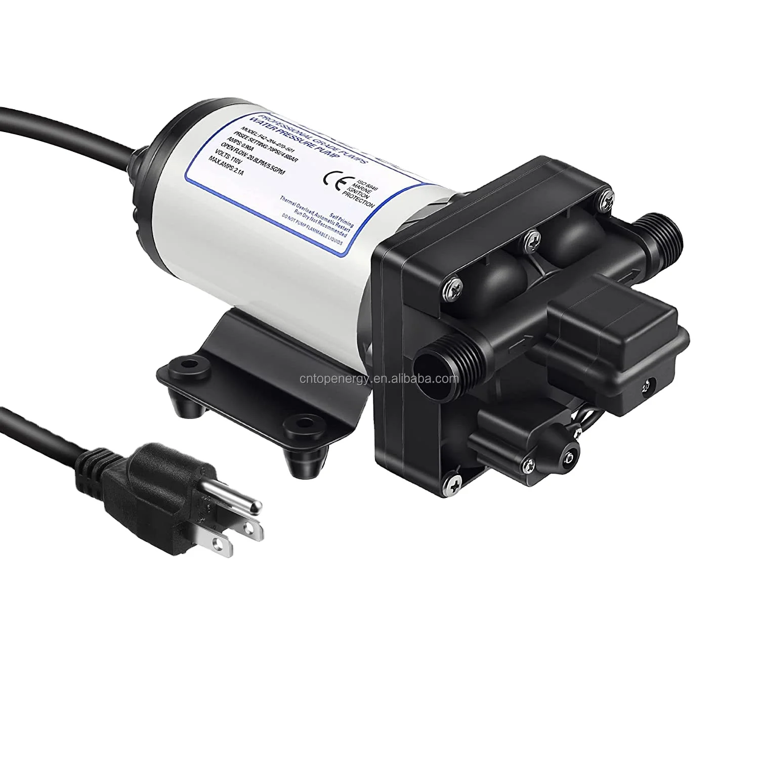 12V DC self-priming RV diaphragm pump 32 LPM, used for RV marine toilet impregnator wastewater pump
