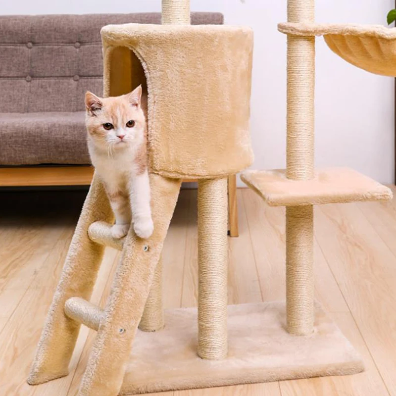 Activity Pet  Luxury Furniture Modern  Scratcher Natural Wood  Large Cat Tree House Tower
