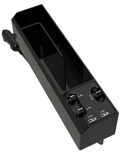 Multi-functional Luxury PU Leather Car Seat Crevice Storage Box Organizer  Car Accessories  with 3  Retractable charging Cablei