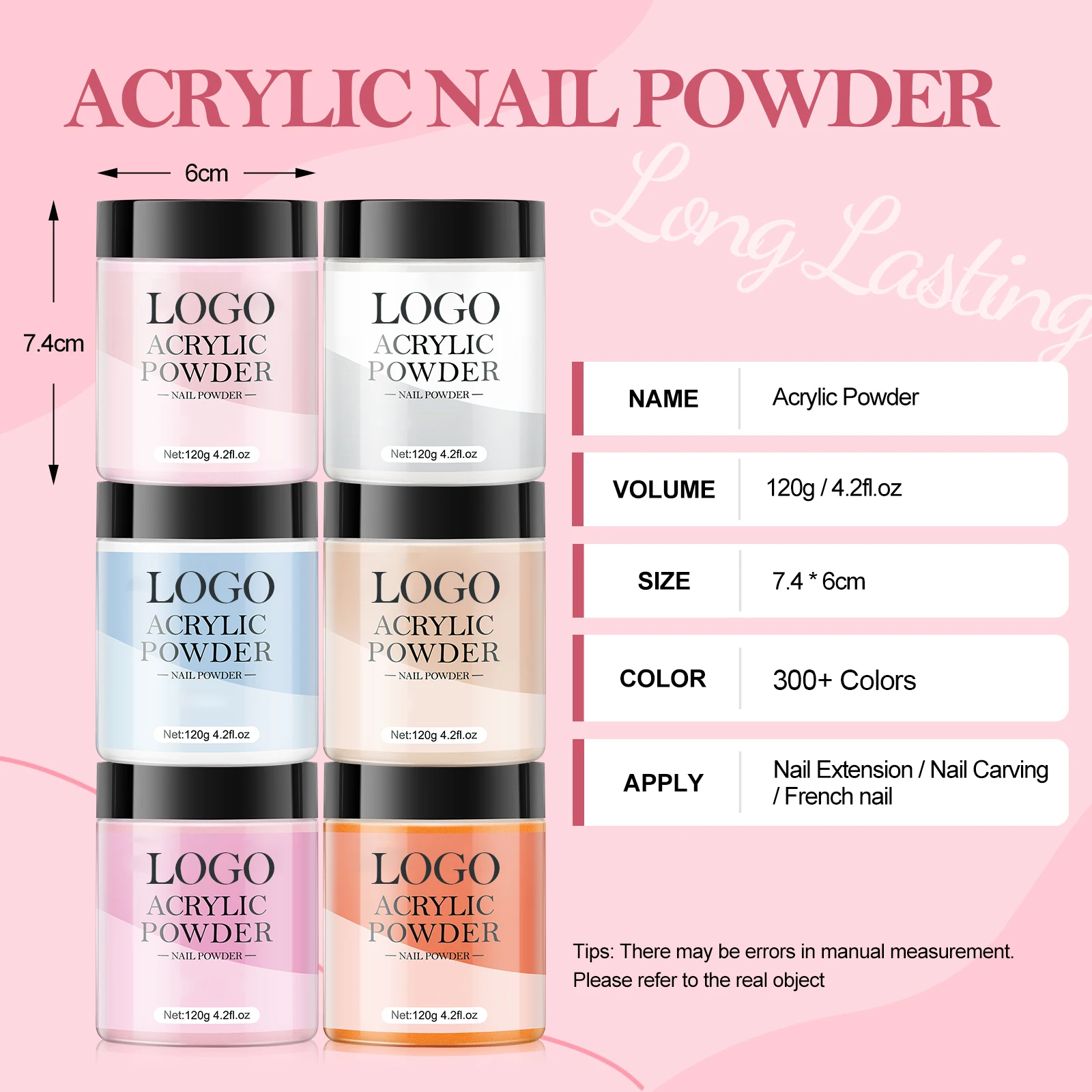 Acrylic Nail Powder Wholesale Custom Logo Factory Price Non-toxic Acrylic False Nail Powders for Nail Extension French OEM