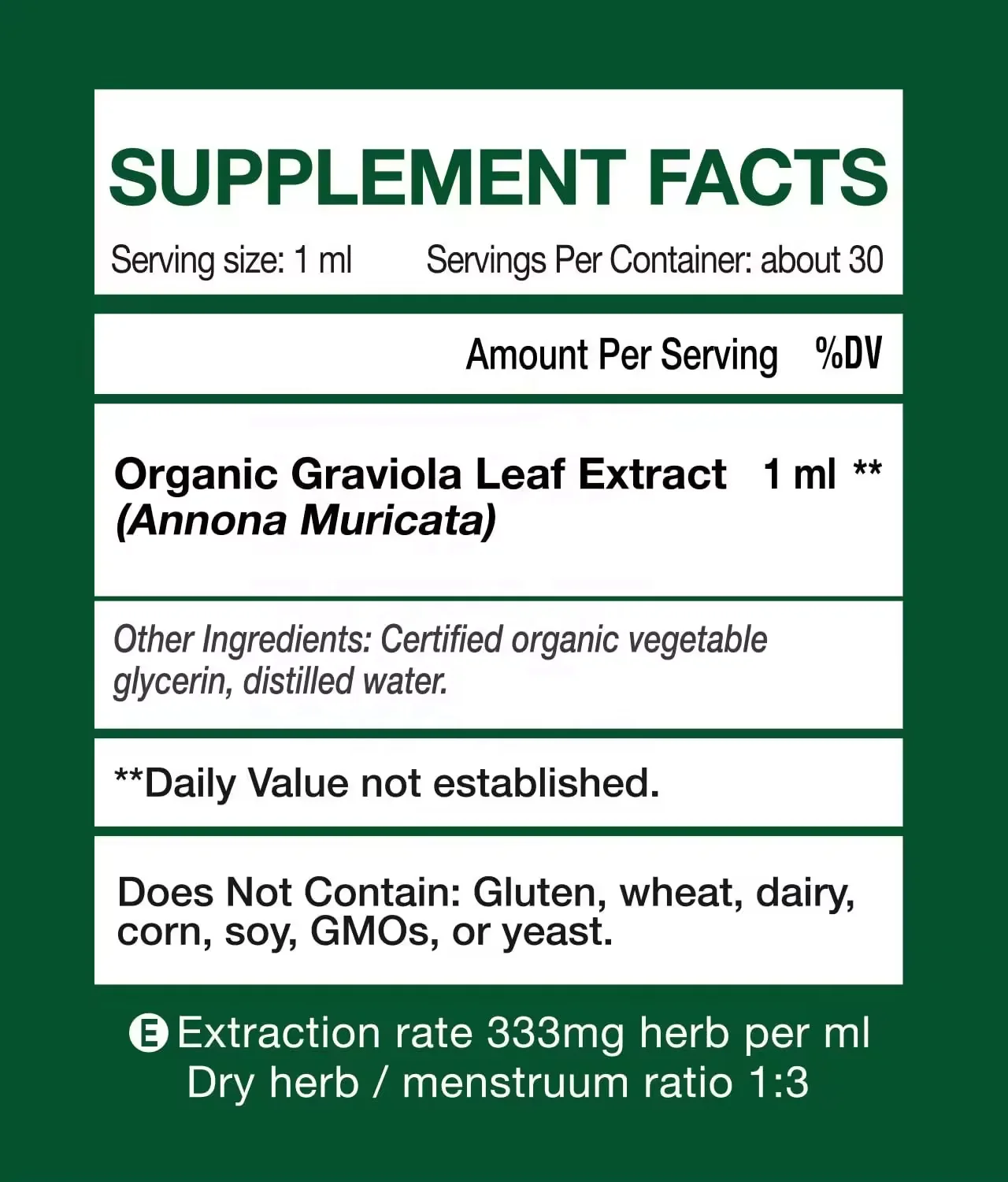 Private Label Soursop Graviola Leaf Extract Liquid Drops for Cell Support Immune Boost Soursop Bitters Liquid