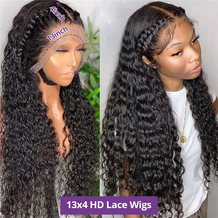 180 Density 13x6 Deep Wave Lace Front Wig Brazilian 13x4 Perruque Lace Frontal Wig Preplucked Bleached Knots Human Hair Lace Wig