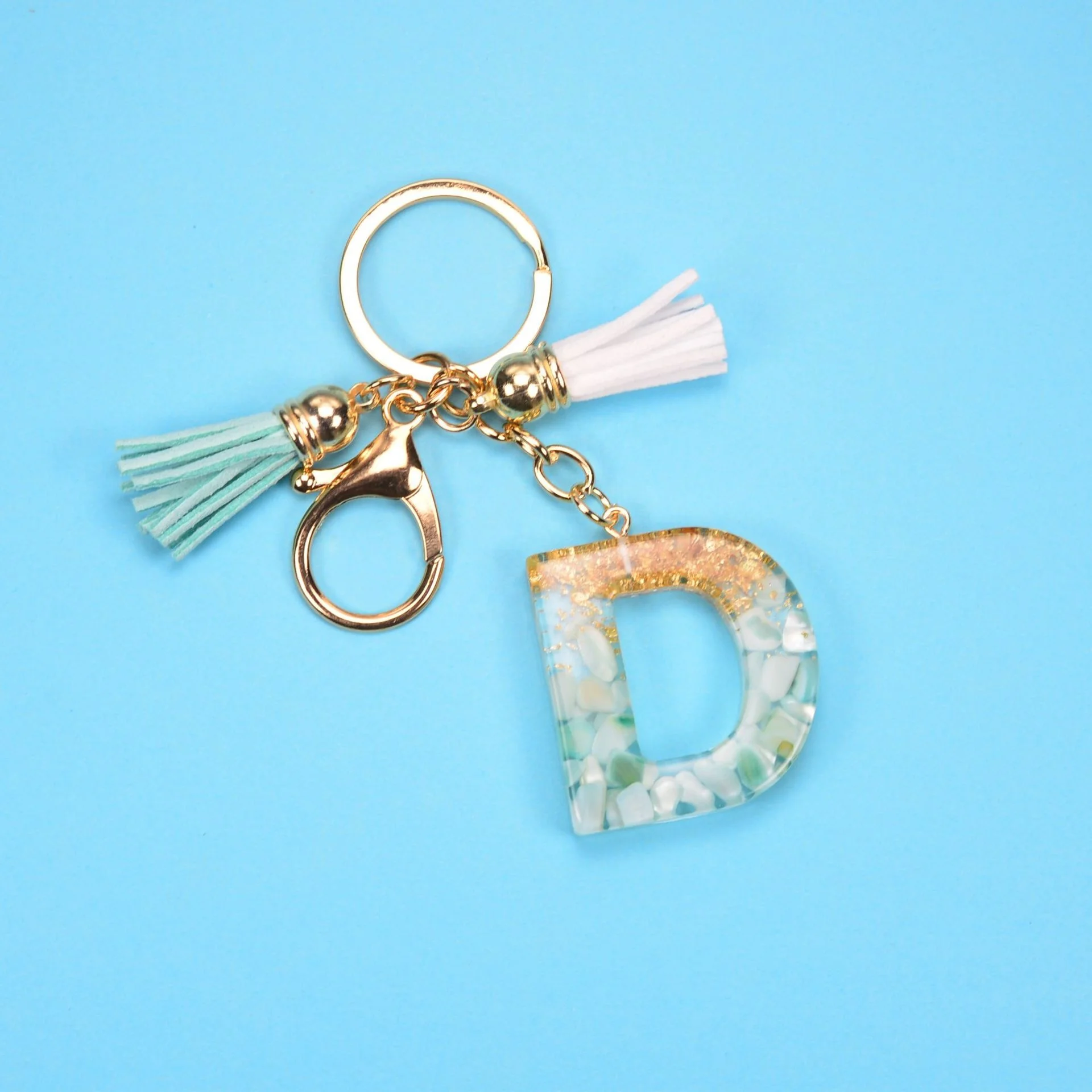 Alphabet Initial Letter Keychain 26 English Word A to Z Acrylic Resin Letter Tassel Keychain