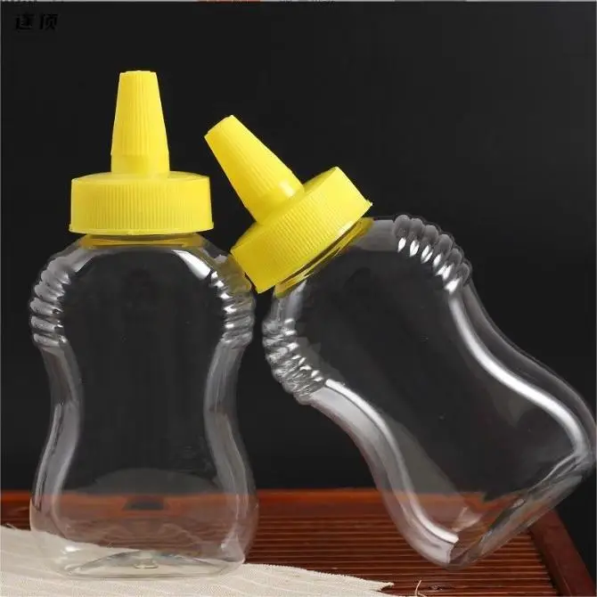 plastic sauce honey bottle with spout nozzle flip top lid squeeze bottle plastic ketchup bottle
