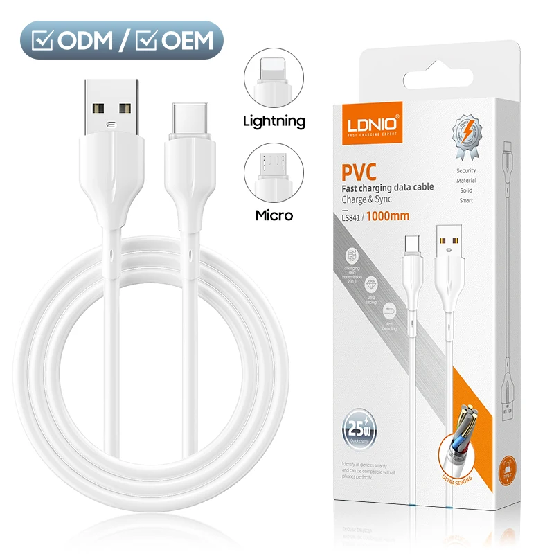LDNIO LS841 accesorios para celulares type c micro usb кабель для быстрой зарядки кабель для передачи данных для зарядки телефона usb c для xiaomi