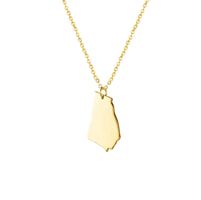 
Joycuff Wholesale Cheap Price High Quality 316L Stainless Steel World Map Necklace 18K Gold 