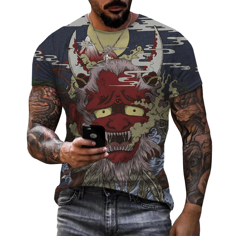 2022 Japanese Prajna Face 3D Printed Shirt for Men Digital Printing T Shirt Custom Unisex Over Print OEM and ODM T-shirts