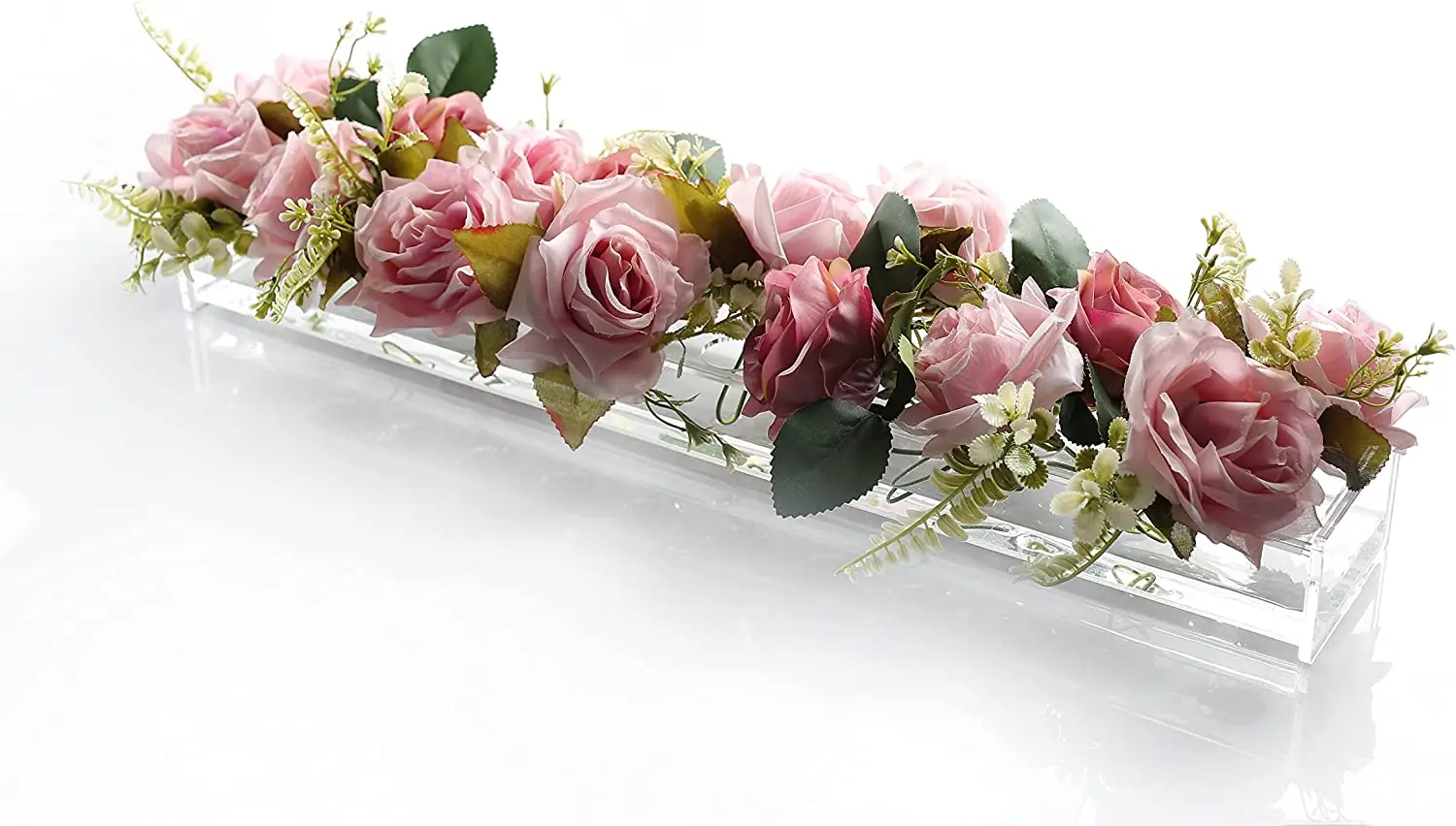 Rectangular Floral Centerpiece for Dining Table 24 Inches Long Rectangular Vase Acrylic Modern Vase Low Plastic Customized