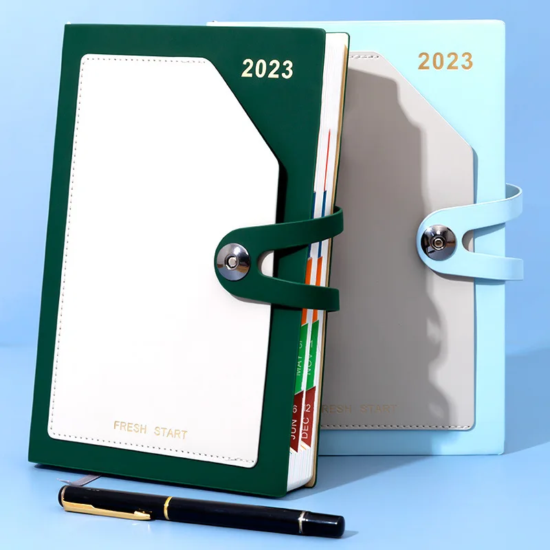 2023 Schedule Book Planning Book Diary Punch Card Calendar Notepad Thick Hardcover Notebooks A5 Wholesale