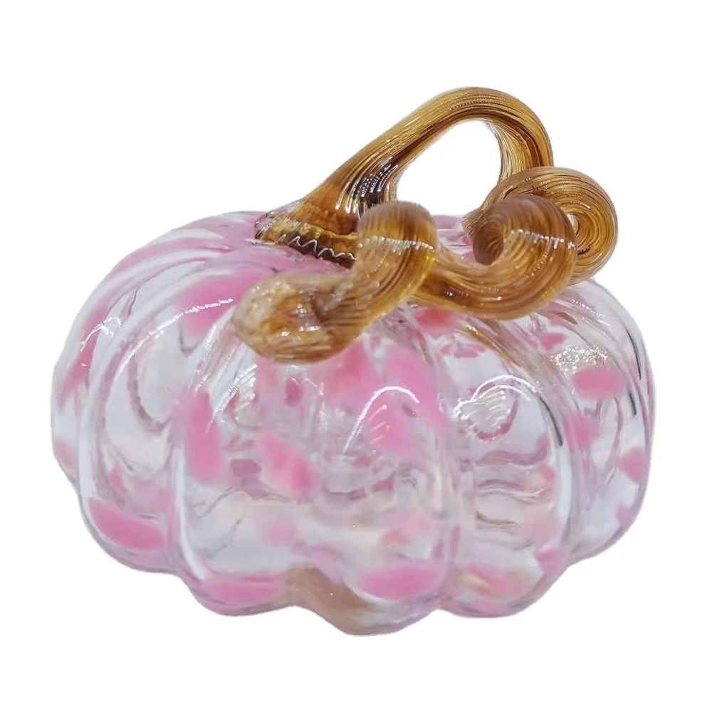 Halloween Gift Desktop Decor Lovely Figurine Colored Murano Glass Pumpkin Fast Shipping Wholesale Creative Europe Hand Made Pink