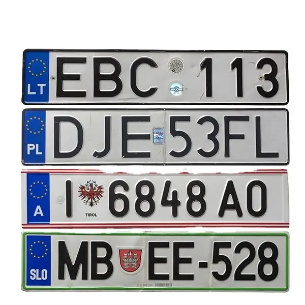 High Quality Manufacturer Customized Printed Metal Car Number Ebossed Aluminum Reflective  License Plate Car Number Plate