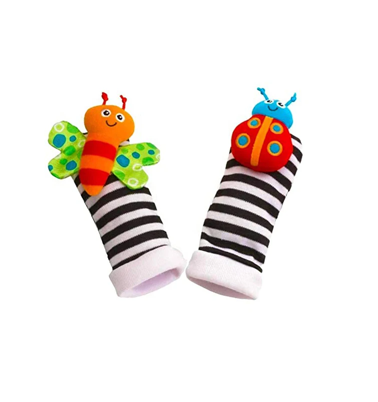 Baby Socks insect Infant Rattles Stuffed Toys Animal Wrist Strap