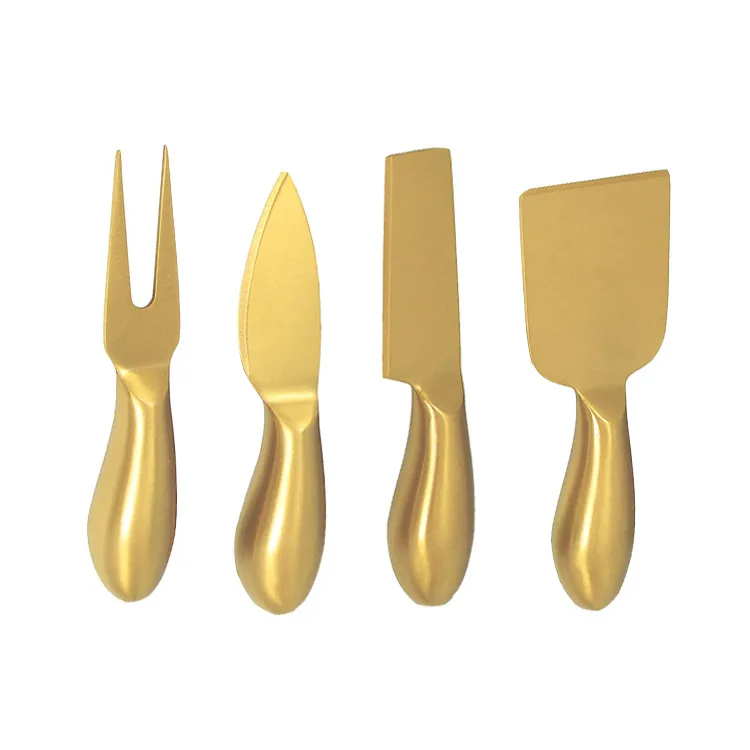 
Wholesale 4 Pieces Silver Gold Cheese Cutlery Set 304 Stainless Steel Cheese Knife Set 