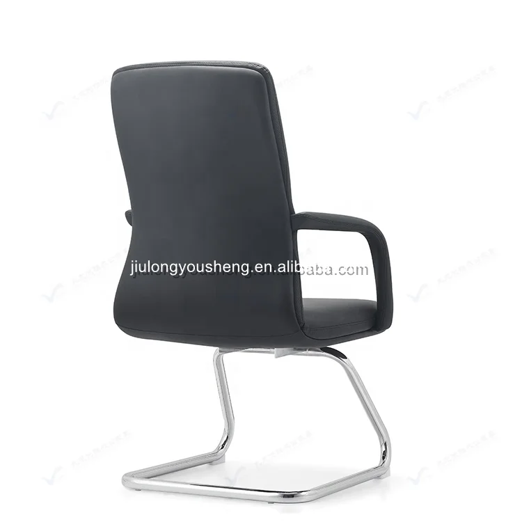 Middle Back Visitor Chair Conference Desk Chair Ergonomic Steel Base Frame Office Chair Leather