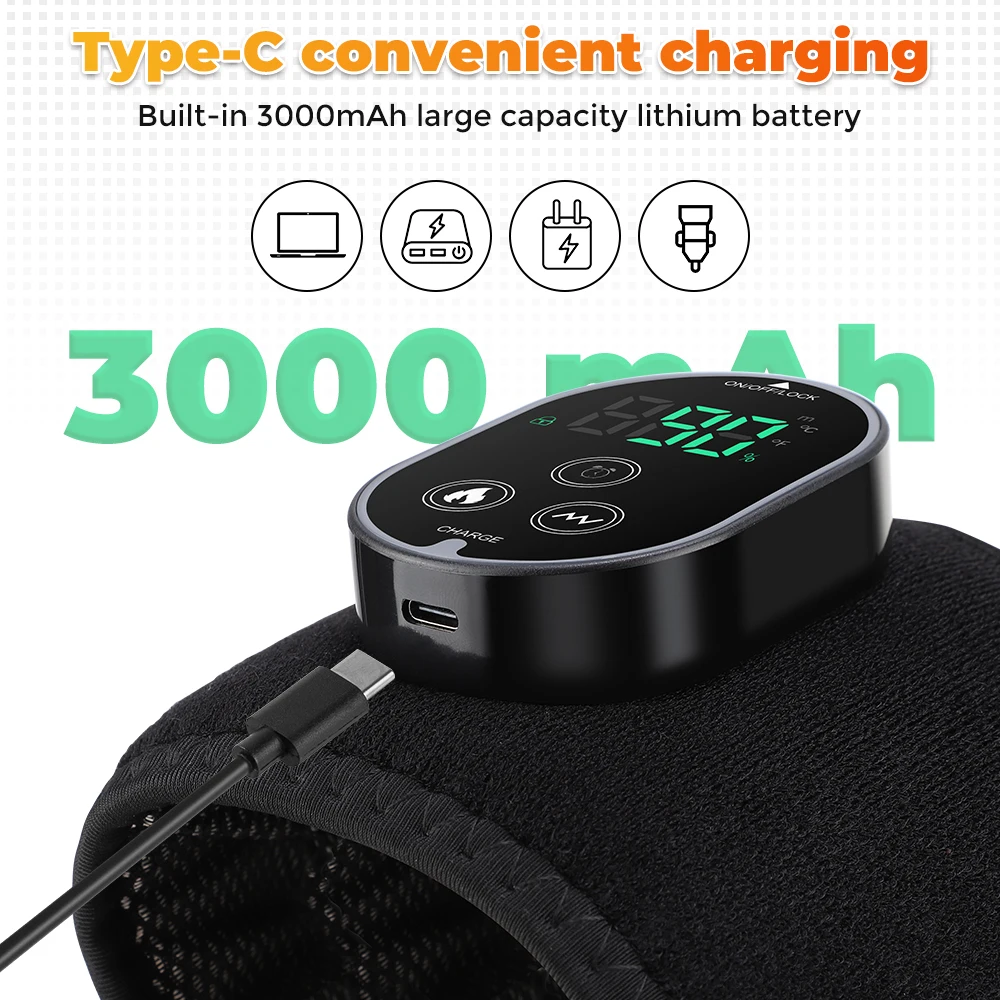 3 in 1 Cordless Vibration Elbow Shoulder Pads Massage Belt Electric Heating Knee Brace Massager