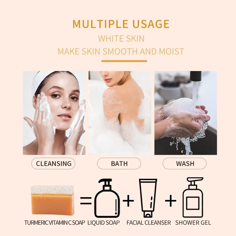 Custom turmeric gold foil VC handmade soap cleansing bath foam delicate and rich solid soap bar daily body cleaning special soap