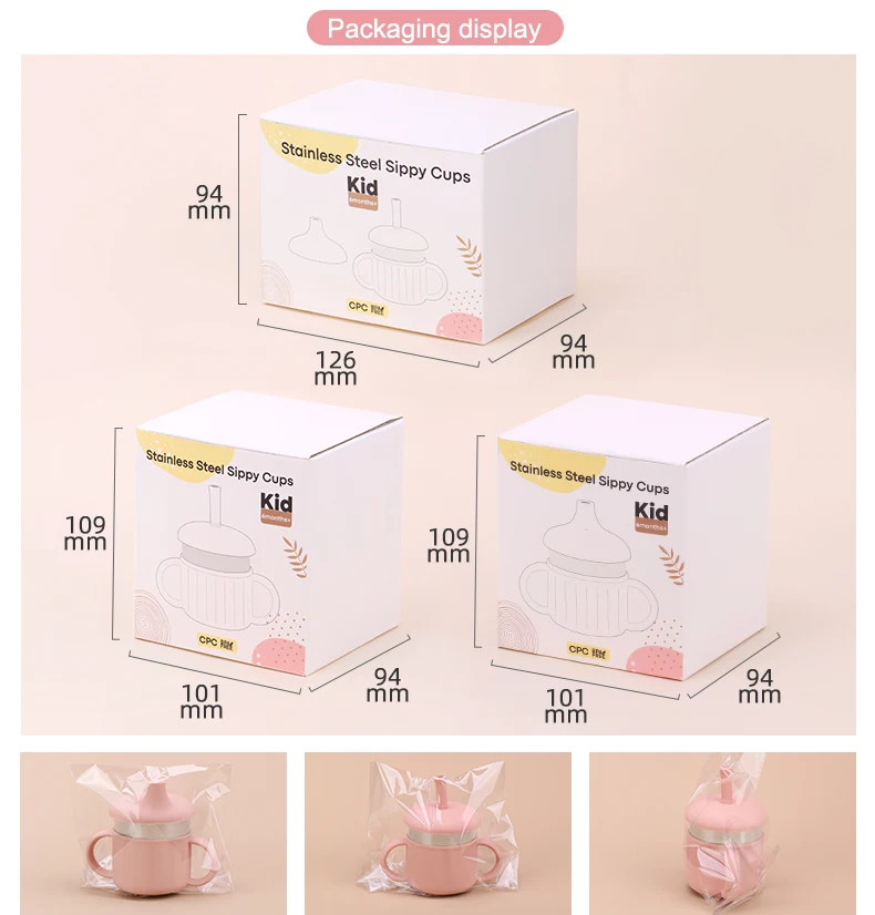 Kids Silicone Stainless Steel Baby Drink Training Cup Sippy Cup For Toddlers With Straw