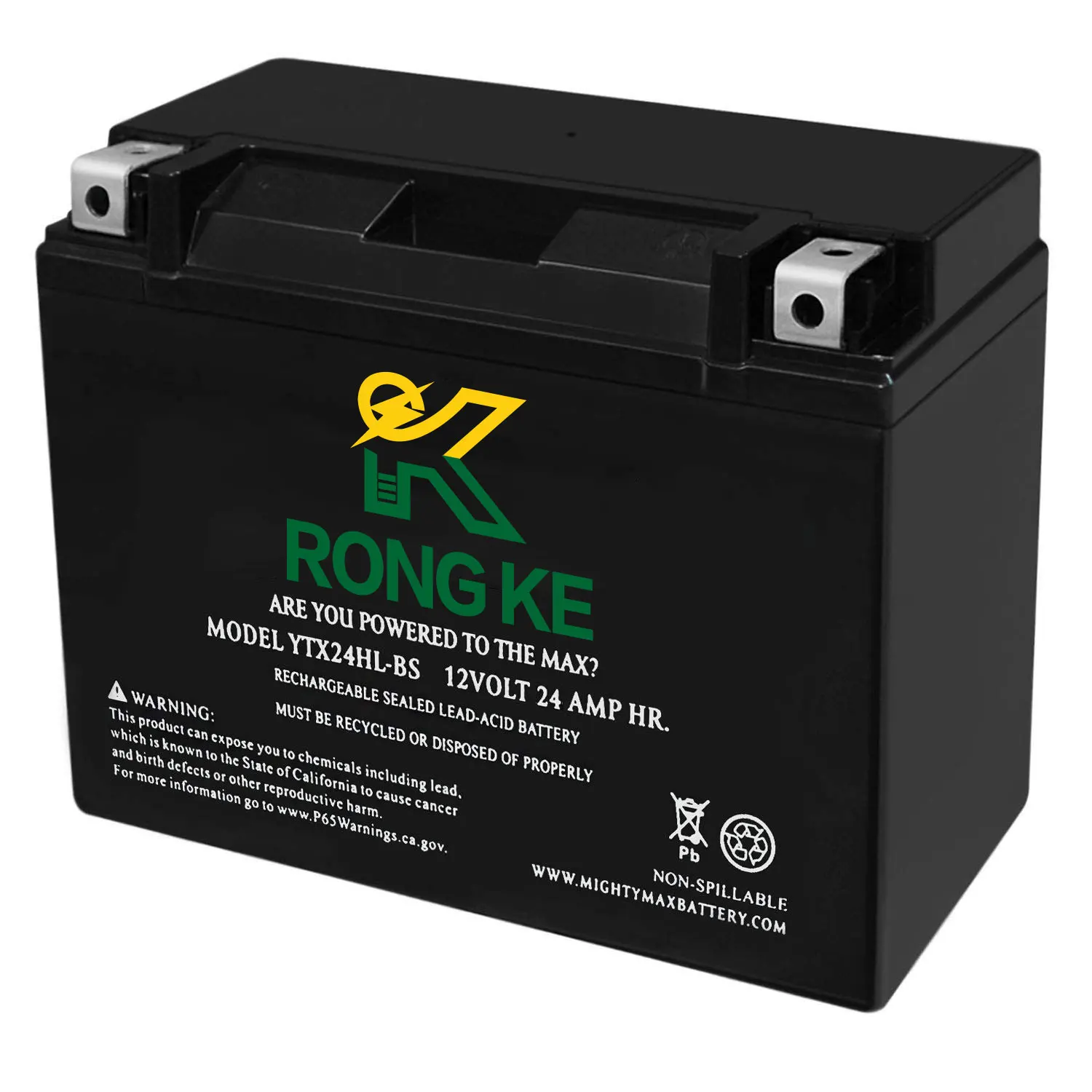 RONGKE 12V Sealed lead acid 24AH YTX24L-BS Rechargeable Maintenance Free SLA AGM Motorcycle Battery