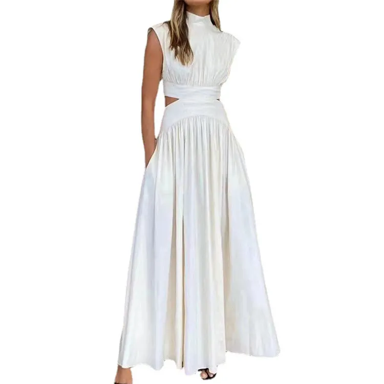 Best Sale Lady Sexy Hollow Out Long Dress Summer Blank Beach Maxi Ankle Dresses For Women Vintage Vesdios