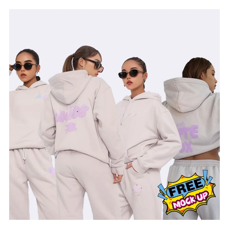 HLN High Quality Clothing Custom Women2pc Sweat Suit Women Thick Cotton Sweat Suit Sweatpants And Hoodie Set Wholesale Women