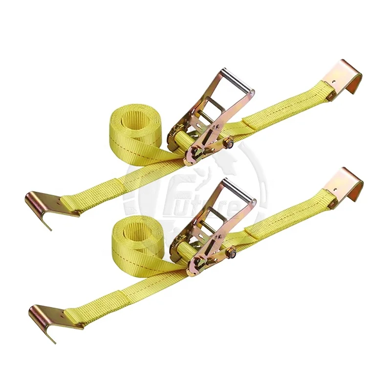 Heavy Duty Polyester 2 inch 10000lbs Ratchet Tie Down Strap Cargo Lashing Belt Strap With Flat Hook ratchet tie downs