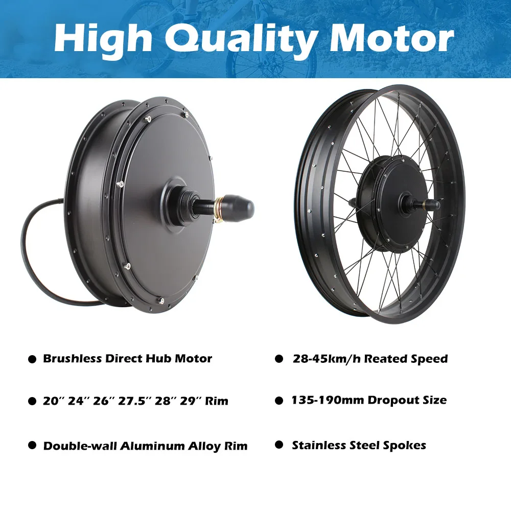 Dirt Price 1000w 750w 500w 48v Direct Hub Motor For Rear Wheel For Electrical Bicycle Electric Bike Conversion Kit With Battery