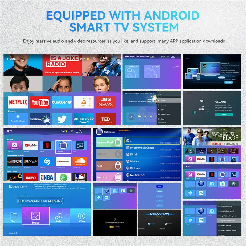 Professional Manufacture LCD Display 100 ANSI Lumens Native HD 720P Projectors for Home Cinema Entertainment