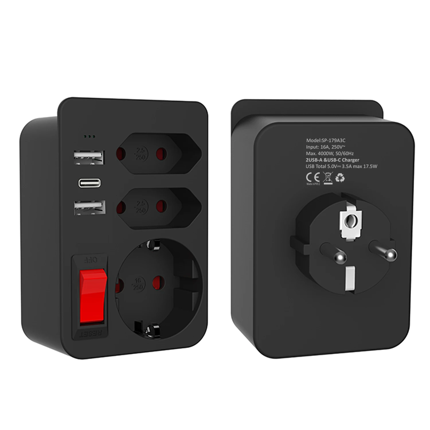 Plug Extender Socket Extensions Triple Plug Adaptor Cube 3 Pin Plugs Wall Power Sockets for Home Kitchen Office 4000W eu