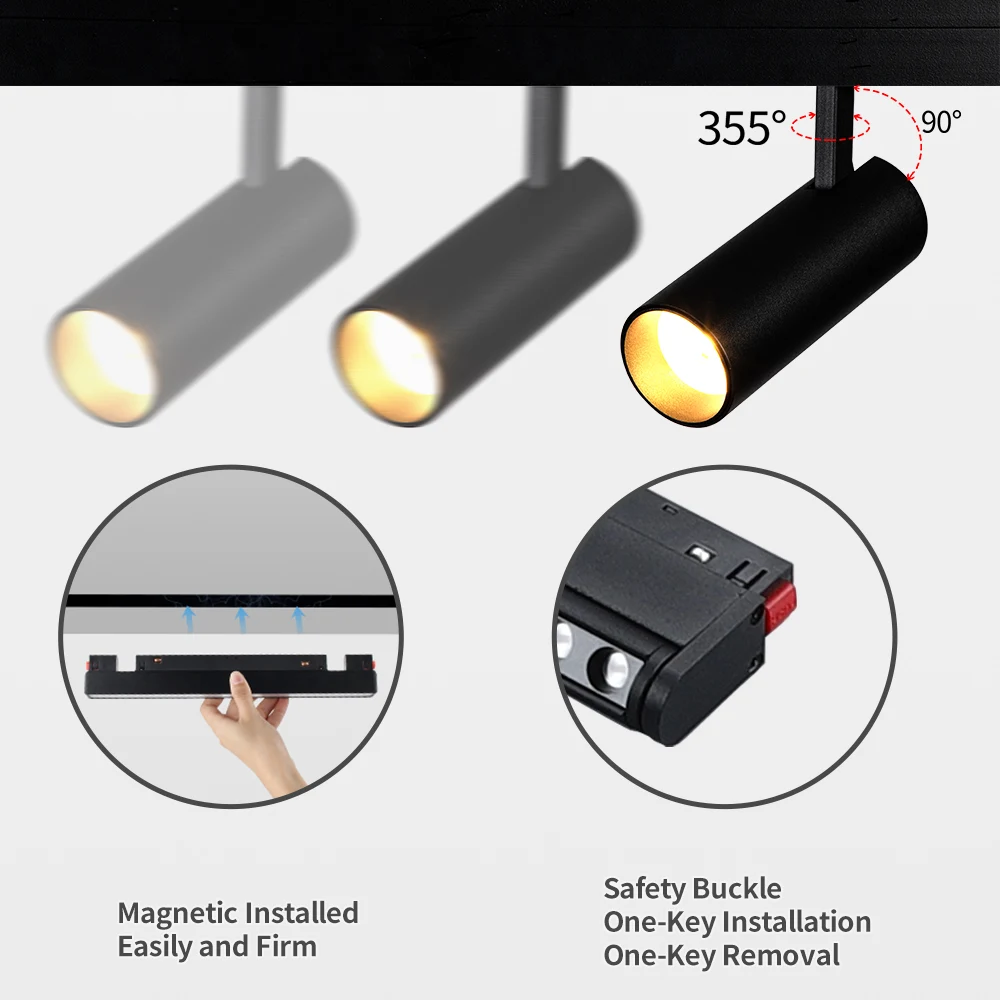 ERDU Dimmable Tuya Zigbee BT Track Lamps Smart 48V Magnetic Spotlight Rail Light Magnet Track Light LED Aluminum White Black