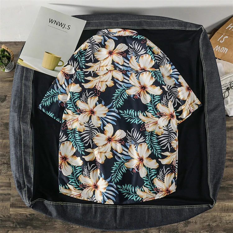 Wholesale Oversized Polyester Shirts Beach Shirt Men Comfortable Hawaiian Shirt