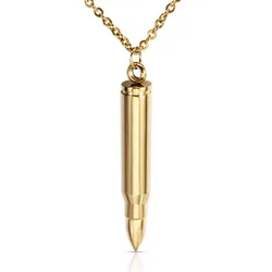 Titanium Steel Men Jewelry, 3 Color Bullet Necklace Pendant, Wholesale Fashion Pendant Necklace Stainless Steel Jewelry
