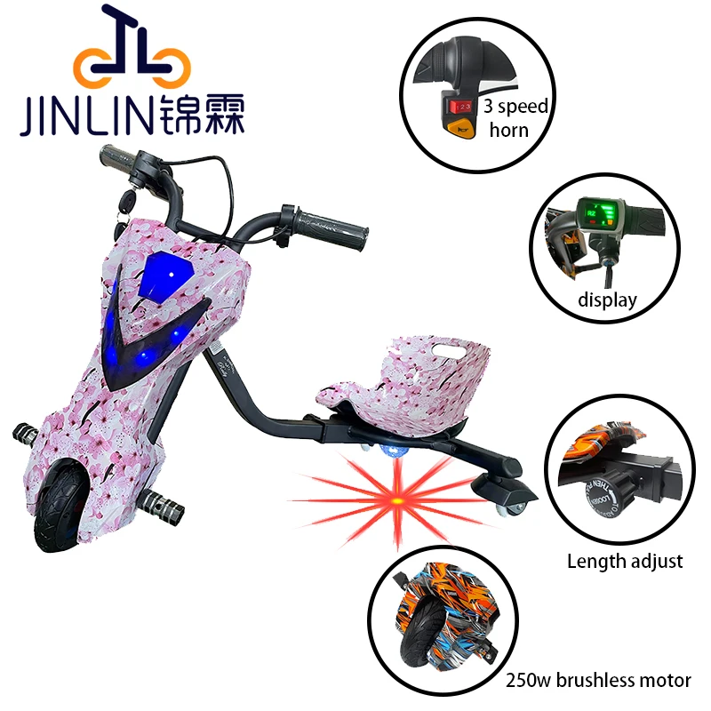 Factory OEM Mini drift scooter with music 3 Wheel drift trike scooter child electric drifting kart scooter led light