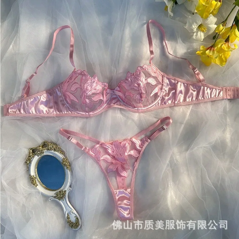 Women lacy bra panty underwear sexy ladies lingerie sexy Embroidery floral lingeries set