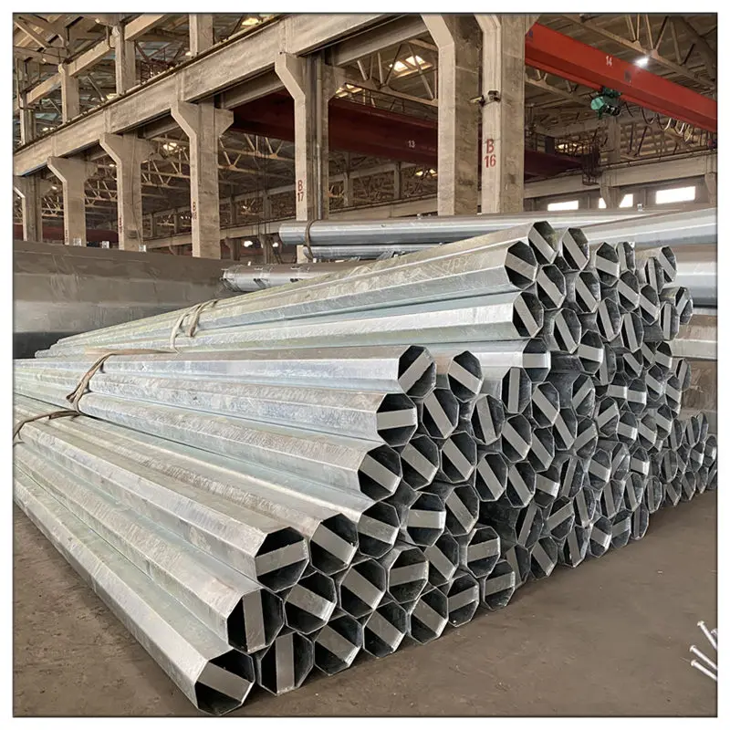 JSHP 6-18m hot galvanized steel power metal pole for transmission line Steel Electric Pole
