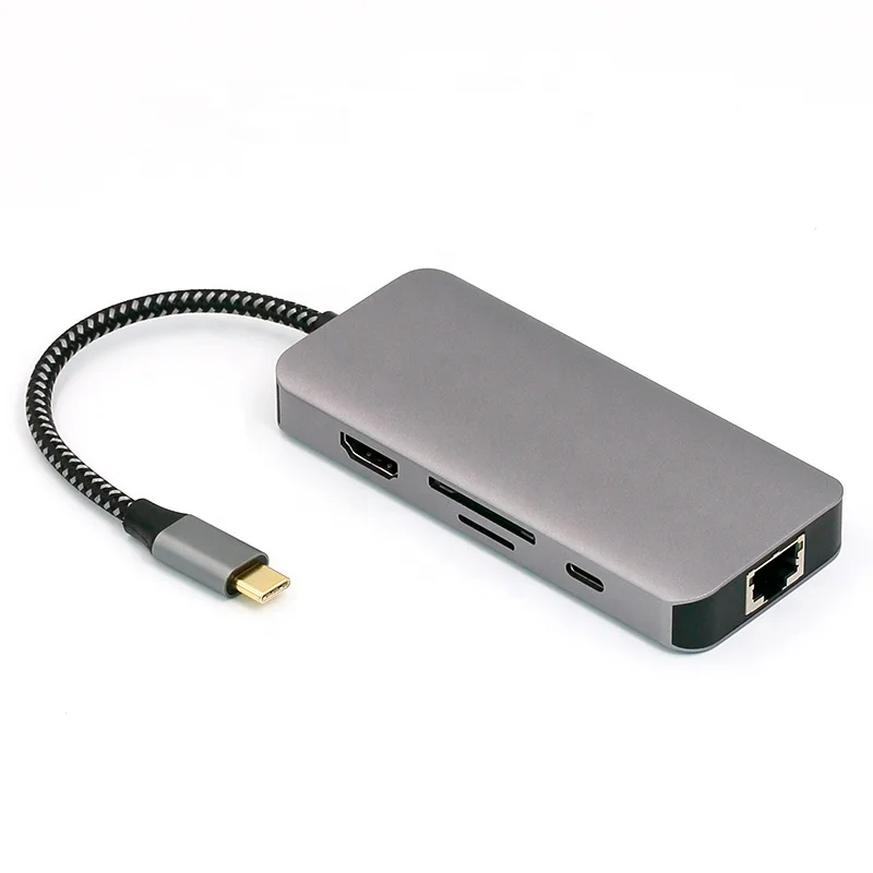 7 in 1 Type C to HDMI USB 3.0 SD RJ45 PD Type c Hub Expansion Dock Laptop Usb C Hub Docking Station