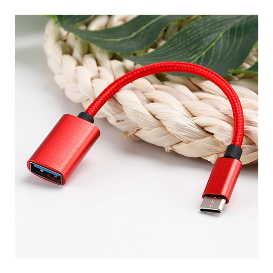 New OTG Card Reader Adapter Data Cable, Android type c to usb nylon braided data cable U disk cable