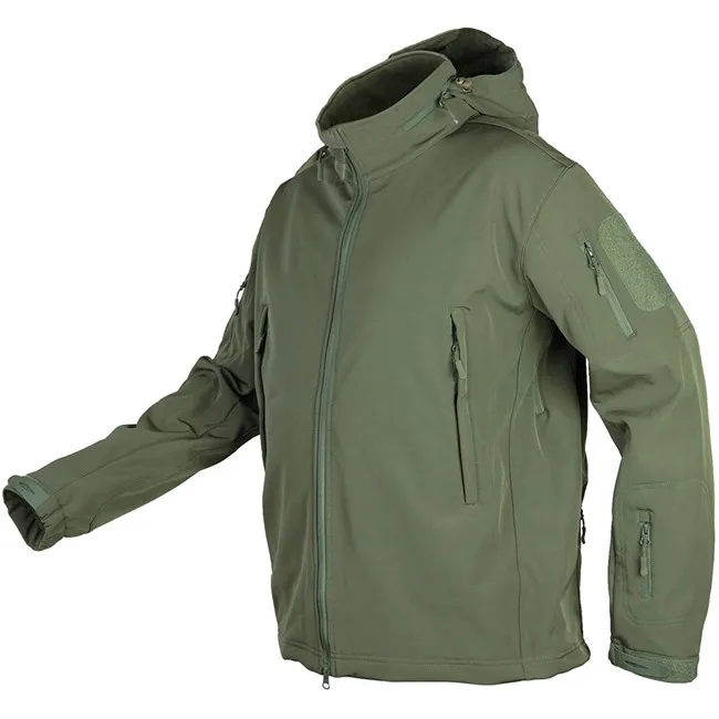 CONMR Waterproof Winter Tactical Softshell Jacket for Hiking Fleece Lined with Windproof Zipper Closure Outdoor Jacket