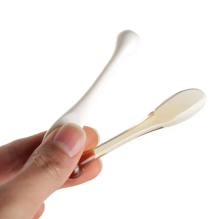 Wholesale Plastic Makeup Spatula White Black Beauty Face Eye Cream Scoop Cosmetic Spoon