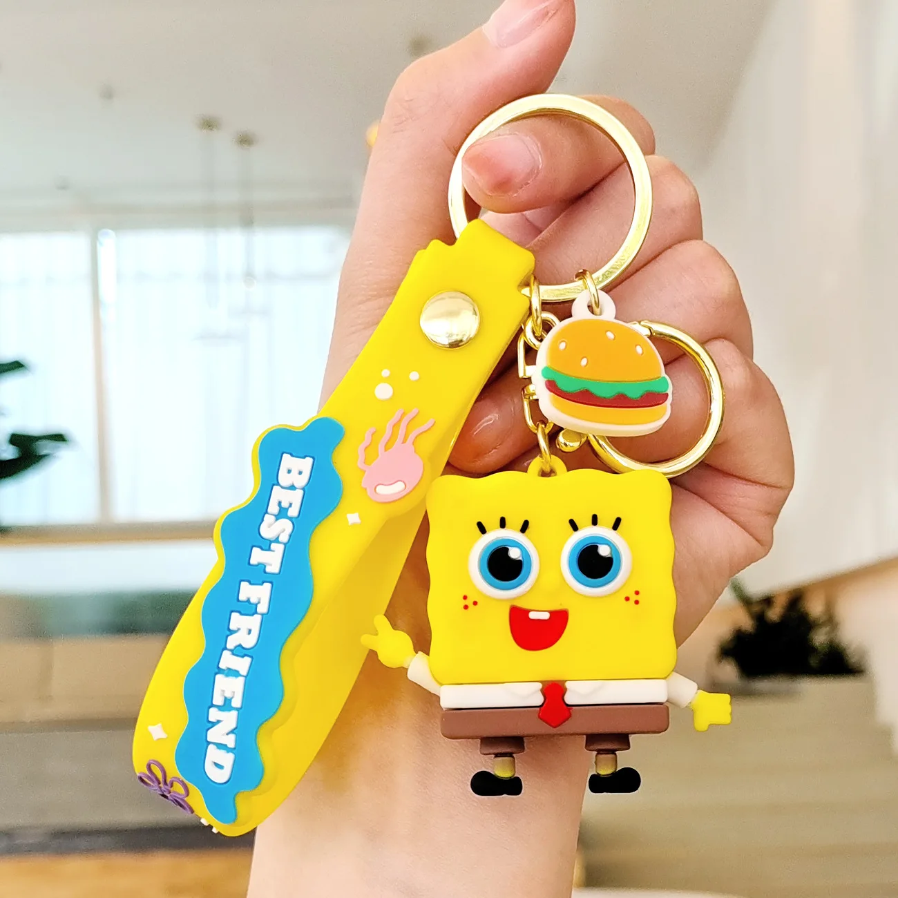 Cartoon cute SpongeBob Patrick Star PVC rubber Keychain bag pendant car key chain decoration key chain wholesale