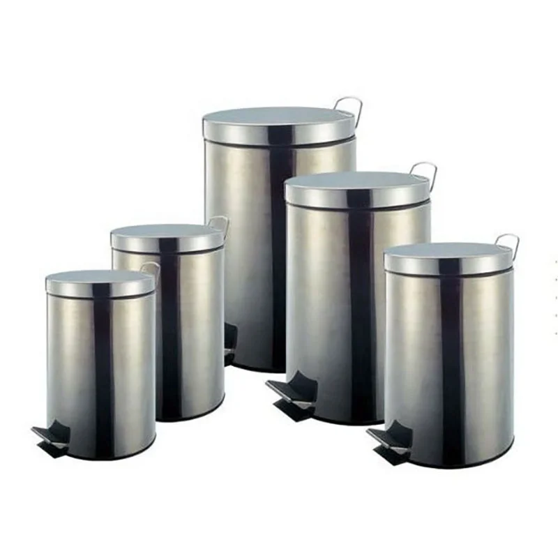Круглая мусорная корзина 3L-40L для ванной комнаты кухонная с крышкой Настольная металлическая